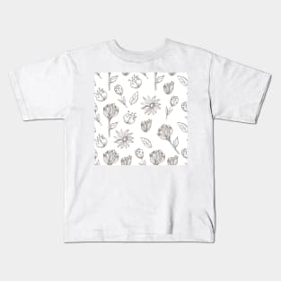 Hand drawn delicate decorative vintage seamless pattern with blossom flowers Kids T-Shirt
